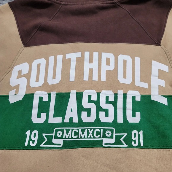 South Pole Jacket Mens Large Brown Tan Green Y2k 90s Vintage Spellout Hip Hop - Picture 4 of 11